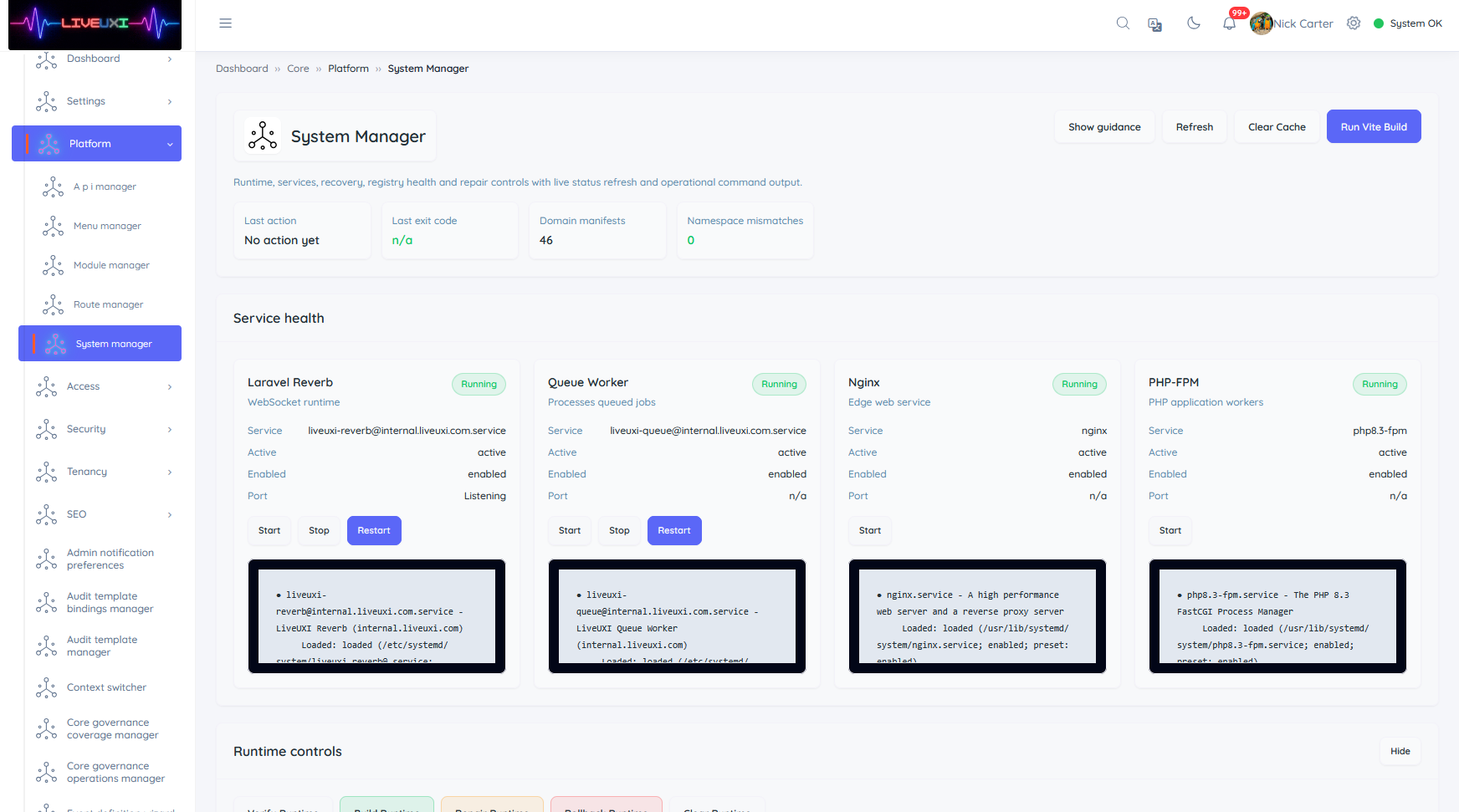 Automation centre screenshot