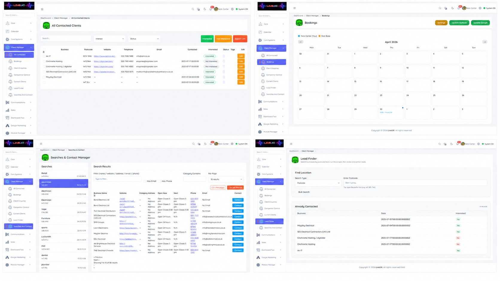 CRM flow screenshot montage