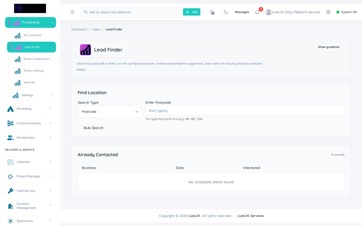 LiveUXI lead finder prospecting tool